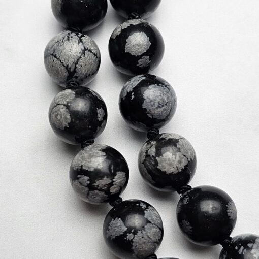 Obsidian („Schneeflocken-Obsidian“) -Mala (1) mit „Schneeflocken-  Obsidian“-Anhänger – Bild 13