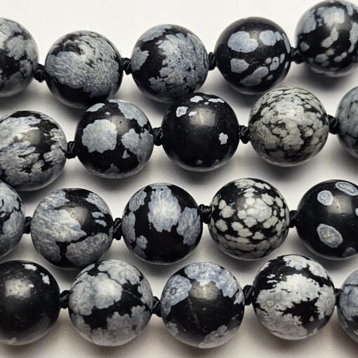 Obsidian („Schneeflocken-Obsidian“) -Mala (2) mit „Schneeflocken-Obsidian“-Donut – Bild 13