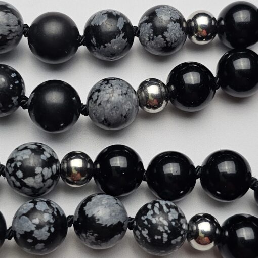 Obsidian („Schneeflocken-Obsidian“) -Obsidian-Mala mit „Schneeflocken-Obsidian“-Donut – Bild 13