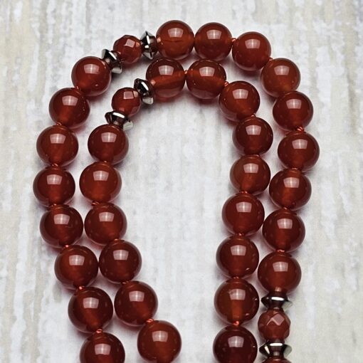 Rote Onyx/Achat-Mala mit Edelstahlanhänger und zwei Armbändern – Bild 14