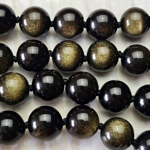 Obsidian („Goldobsidian“) -Pyrit-Mala (2) mit Obsidian-Anhänger – Bild 14