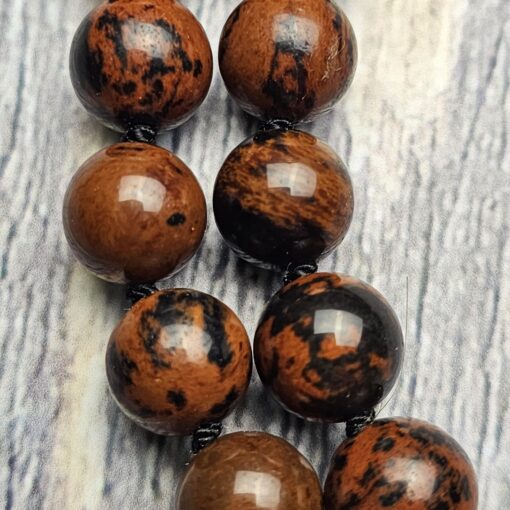 Obsidian („Mahagoni-Obsidian“) -Mala (3) mit Obsidian-Anhänger (Ganesha) – Bild 14