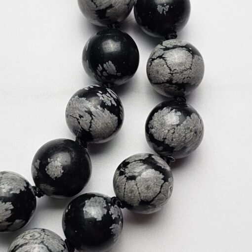 Obsidian („Schneeflocken-Obsidian“) -Mala (1) mit „Schneeflocken-  Obsidian“-Anhänger – Bild 14