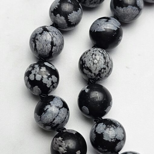 Obsidian („Schneeflocken-Obsidian“) -Mala (2) mit „Schneeflocken-Obsidian“-Donut – Bild 14