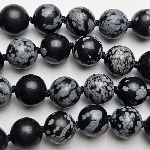 Obsidian („Schneeflocken-Obsidian“) -Obsidian-Mala mit „Schneeflocken-Obsidian“-Donut – Bild 14