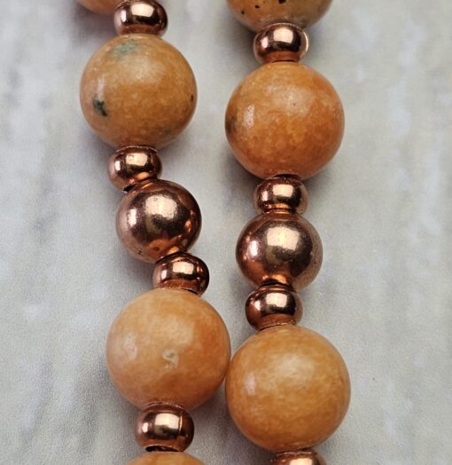 Calcit (orangefarben) -Kupfer-Mala mit orangefarbenem Aventurinquarz-Donut – Bild 15