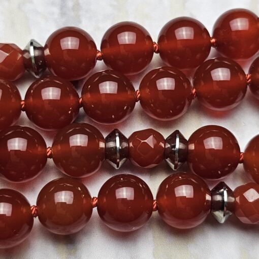 Rote Onyx/Achat-Mala mit Edelstahlanhänger und zwei Armbändern – Bild 15