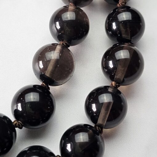 Obsidian („Lamellenobsidian“) -Mala, mit „Lamellenobsidian“-Navette und Armband – Bild 15