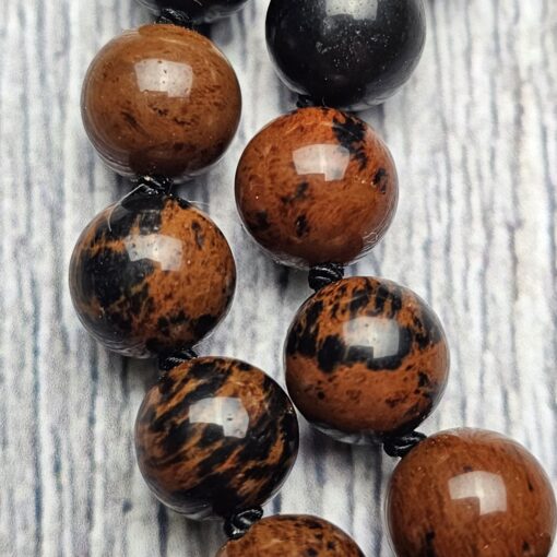 Obsidian („Mahagoni-Obsidian“) -Mala (2) mit Obsidian-Anhänger (Guanyin-Kopf) – Bild 15