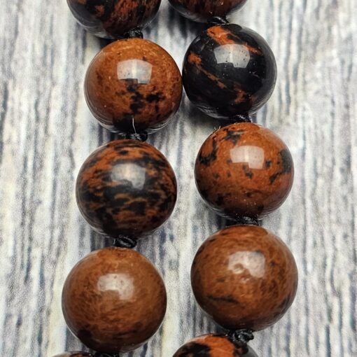 Obsidian („Mahagoni-Obsidian“) -Mala (3) mit Obsidian-Anhänger (Ganesha) – Bild 15