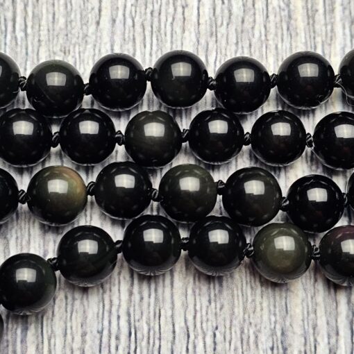 Obsidian („Regenbogen-Obsidian“) -Mala (2) mit „Regenbogen-Obsidian“-Anhänger und Armband – Bild 15