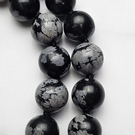 Obsidian („Schneeflocken-Obsidian“) -Mala (1) mit „Schneeflocken-  Obsidian“-Anhänger – Bild 15