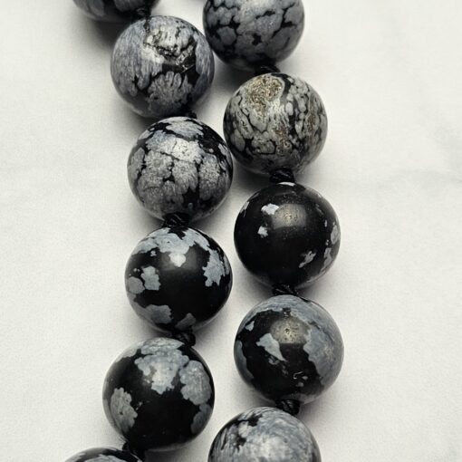 Obsidian („Schneeflocken-Obsidian“) -Mala (2) mit „Schneeflocken-Obsidian“-Donut – Bild 15