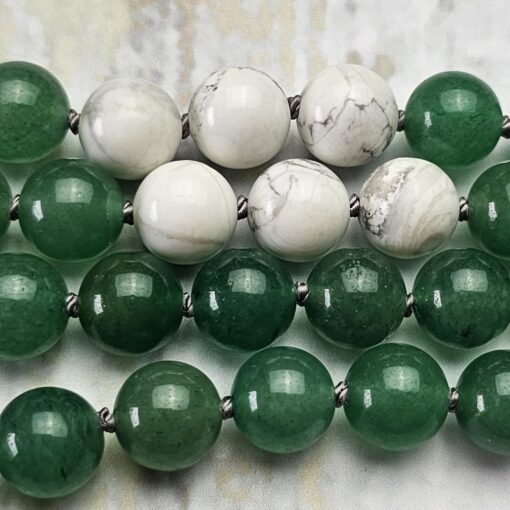 Aventurinquarz (grün) -Magnesit-Mala mit grünem Aventurinquarz-Anhänger und Armband – Bild 16