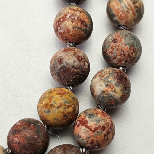 Meta-Rhyolith („Leopardenstein“) -Mala, matt (2), mit „Leopardenstein“-Anhänger und Armband – Bild 16