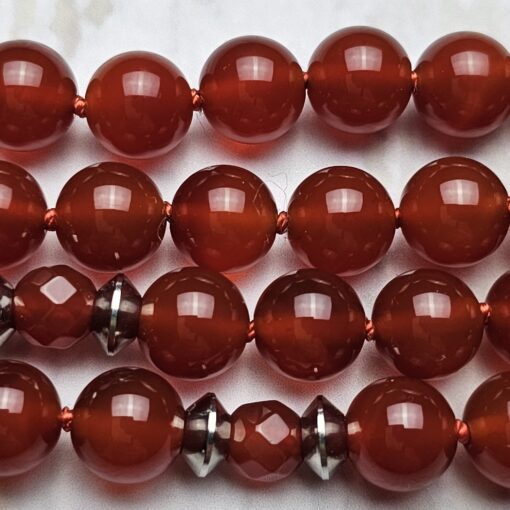 Rote Onyx/Achat-Mala mit Edelstahlanhänger und zwei Armbändern – Bild 16