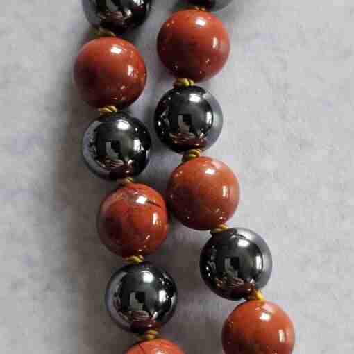 Hämatit-Jaspis (rot) -Tigeraugen-Mala (3) mit Tigereisen-Donut – Bild 16