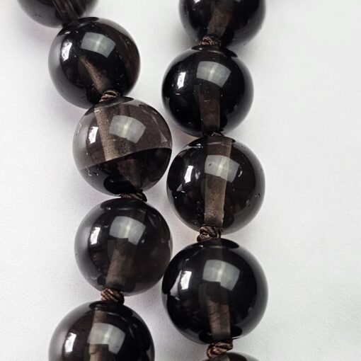 Obsidian („Lamellenobsidian“) -Mala, mit „Lamellenobsidian“-Navette und Armband – Bild 16