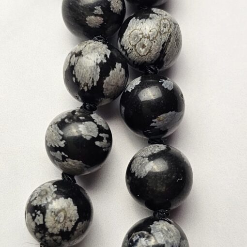 Obsidian („Schneeflocken-Obsidian“) -Mala (1) mit „Schneeflocken-  Obsidian“-Anhänger – Bild 16