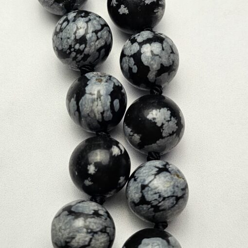 Obsidian („Schneeflocken-Obsidian“) -Mala (2) mit „Schneeflocken-Obsidian“-Donut – Bild 16