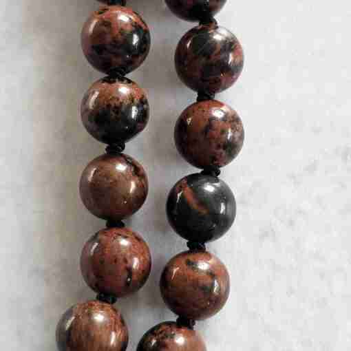 Obsidian („Mahagoni-Obsidian“) -Mala mit Obsidian-Anhänger (Buddha-Kopf) – Bild 17