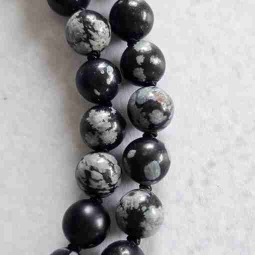 Obsidian („Schneeflocken-Obsidian“) -Mala mit „Schneeflocken-Obsidian“-Donut – Bild 17