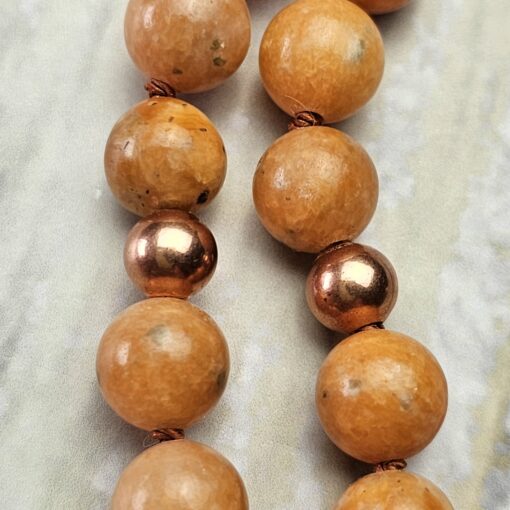 Calcit (orangefarben) -Kupfer-Mala mit orangefarbenem Aventurinquarz-Donut – Bild 17
