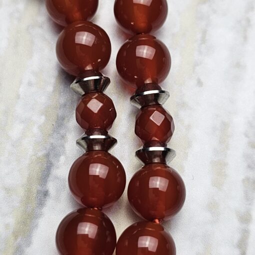 Rote Onyx/Achat-Mala mit Edelstahlanhänger und zwei Armbändern – Bild 17