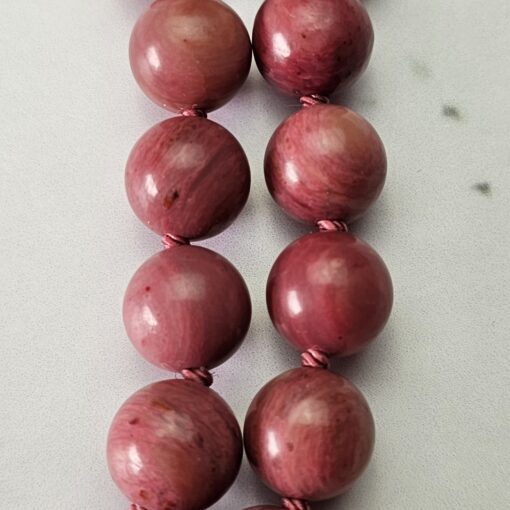 Rhodonit-Granat-Mala mit Seidenquaste und Armband – Bild 17
