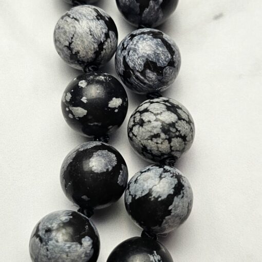 Obsidian („Schneeflocken-Obsidian“) -Mala (2) mit „Schneeflocken-Obsidian“-Donut – Bild 17