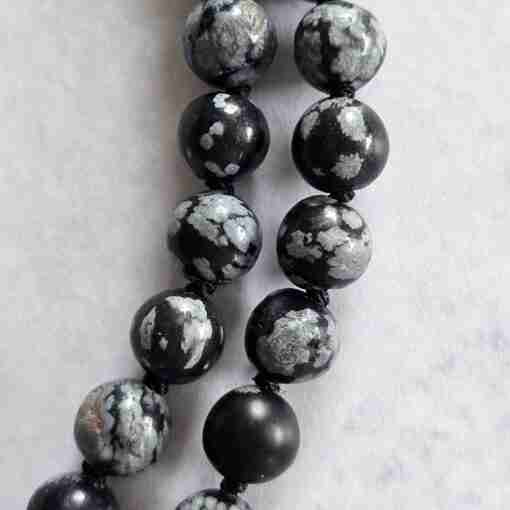 Obsidian („Schneeflocken-Obsidian“) -Mala mit „Schneeflocken-Obsidian“-Donut – Bild 18