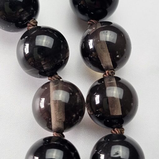 Obsidian („Lamellenobsidian“) -Mala, mit „Lamellenobsidian“-Navette und Armband – Bild 18
