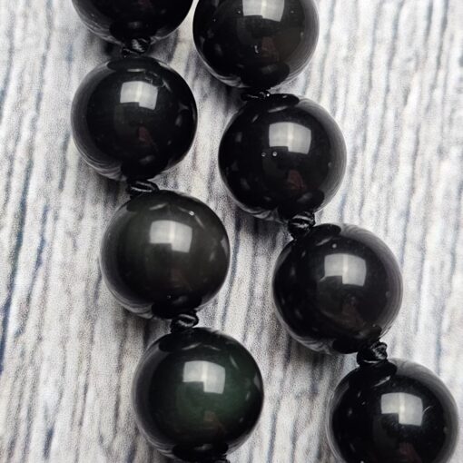Obsidian („Regenbogen-Obsidian“) -Mala (2) mit „Regenbogen-Obsidian“-Anhänger und Armband – Bild 18