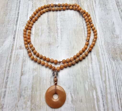 Calcit (orangefarben) -Kupfer-Mala mit orangefarbenem Aventurinquarz-Donut – Bild 3