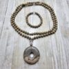 Flint (Feuerstein) -Bergkristall-Mala (1) mit großem Flint-Donut und Armband