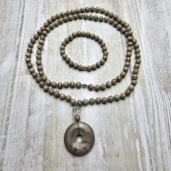 Flint (Feuerstein) -Mala (1) mit Flint-Donut und Armband