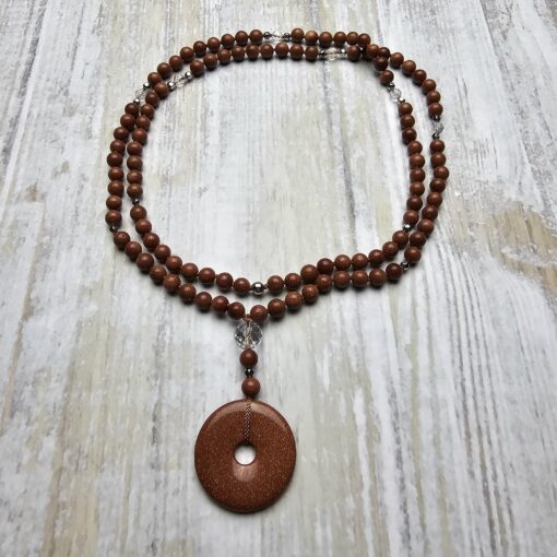 Goldfluss-Bergkristall (facettiert) -Mala (2) mit Goldfluss-Donut – Bild 3