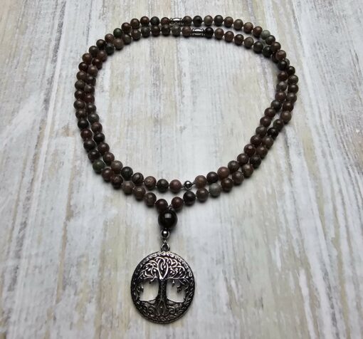 Granat („Kashgar-Granat“) -Mala mit Edelstahlanhänger – Bild 3