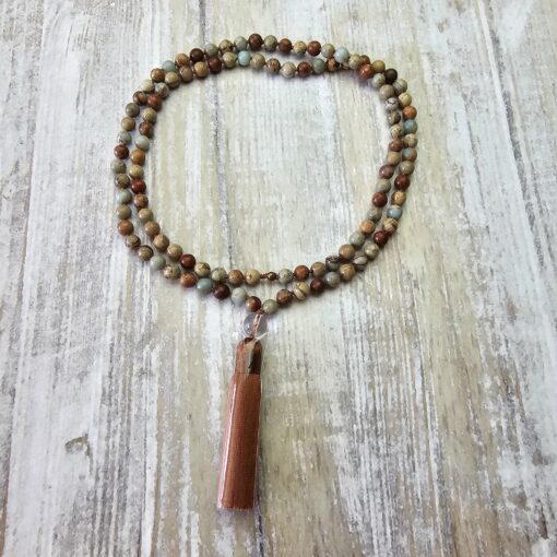 Jaspis („Shoushan Jaspis") -Mala mit Seidenquaste – Bild 3
