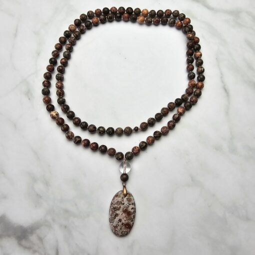 Meta-Rhyolith ("Leopardenstein") -Mala mit einem „Leopardenstein“-Anhänger – Bild 3