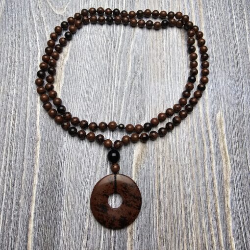 Obsidian („Mahagoni-Obsidian“) -Mala (1) mit „Mahagoni-Obsidian“-Donut – Bild 3