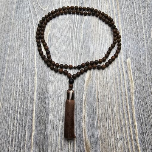 Obsidian („Mahagoni-Obsidian“) -Mala, matt, mit Seidenquaste – Bild 3