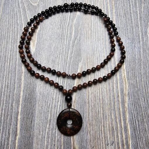 Obsidian („Mahagoni-Obsidian“) -Obsidian-Mala mit „Mahagoni-Obsidian“-Donut – Bild 3
