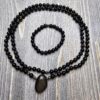Obsidian („Regenbogen-Obsidian“) -Mala (2) mit „Regenbogen-Obsidian“-Anhänger und Armband