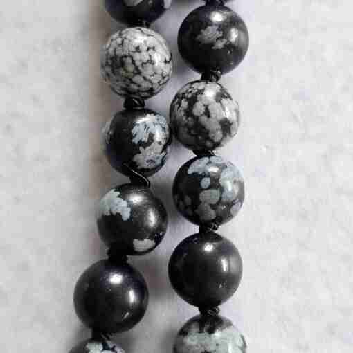 Obsidian („Schneeflocken-Obsidian“) -Mala mit „Schneeflocken-Obsidian“-Donut – Bild 19