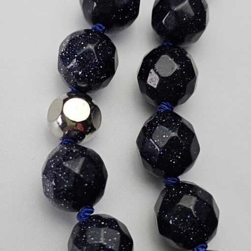 Blaufluss-Mala, facettiert, mit Blaufluss-Donut – Bild 19