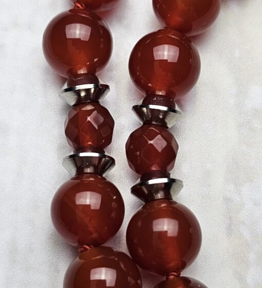 Rote Onyx/Achat-Mala mit Edelstahlanhänger und zwei Armbändern – Bild 18