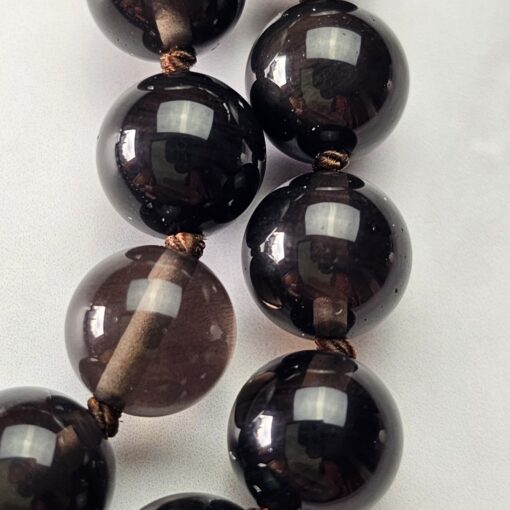 Obsidian („Lamellenobsidian“) -Mala, mit „Lamellenobsidian“-Navette und Armband – Bild 19
