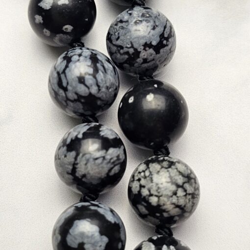 Obsidian („Schneeflocken-Obsidian“) -Obsidian-Mala mit „Schneeflocken-Obsidian“-Donut – Bild 19
