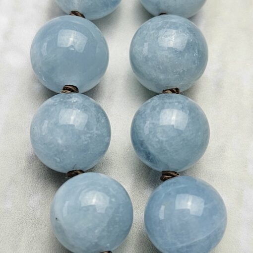 Flint (Feuerstein) -Aquamarin-Mala mit Flint-Donut – Bild 20